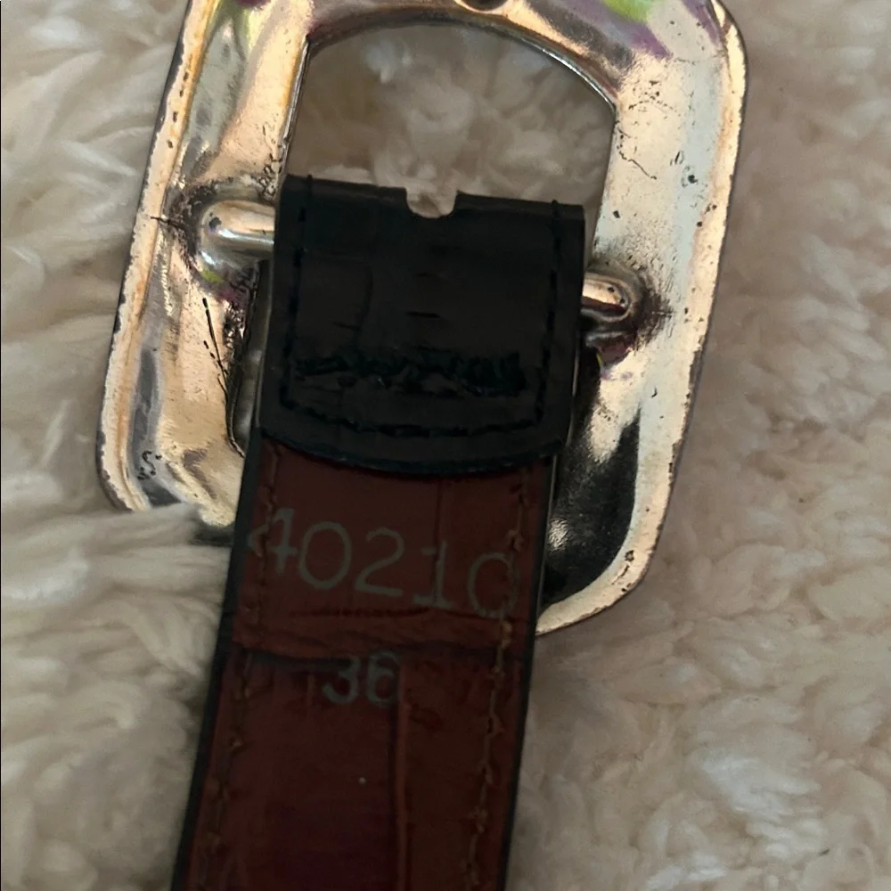 Brighton Black& Brown reversible  Leather Belt with Intricate Silver Buckle